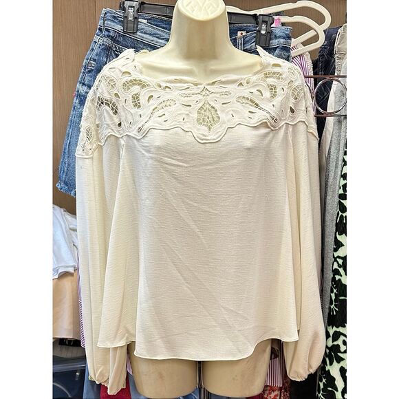 JONATHAN SIMKHAI LOCHLYN EMBROIDERED PAISLEY PUFF SLEEVE TOP in Ivory NWT Size S - Picture 5 of 10